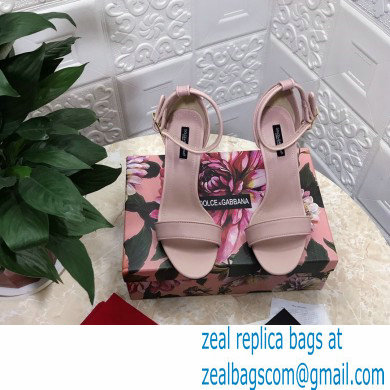 Dolce  &  Gabbana Heel 10.5cm Leather Sandals Light Pink with Baroque D & G Heel 2021